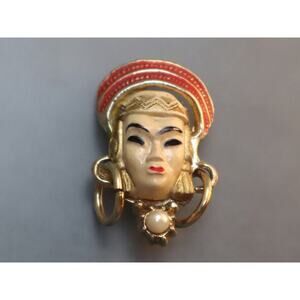 Vintage Selro Selini Asian Princess Pearl Brooch Pin